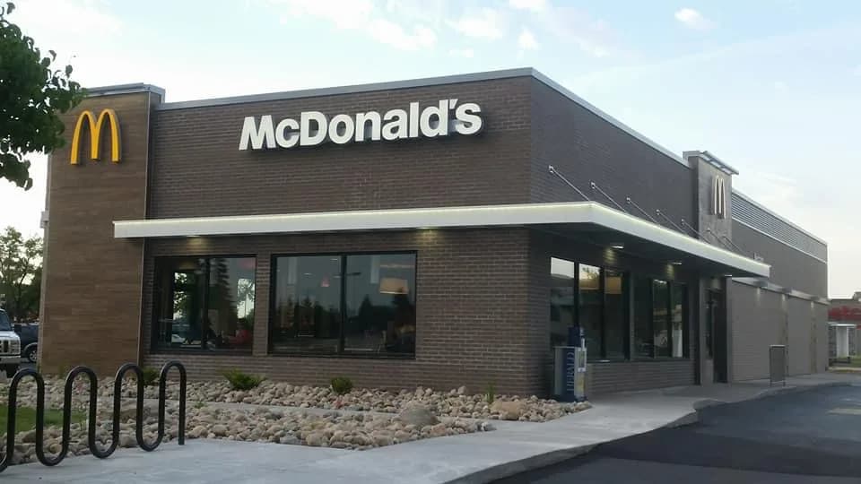 Commercial restaurant facade finished with masonry and stone accents.